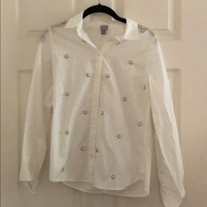 White studded button down